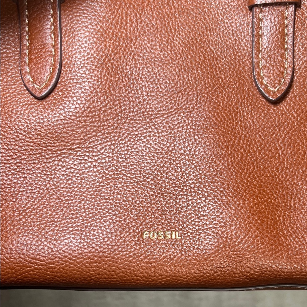 Fossil Rich Rust Brown Leather Satchel Top Handle Bag - Picture 6 of 16